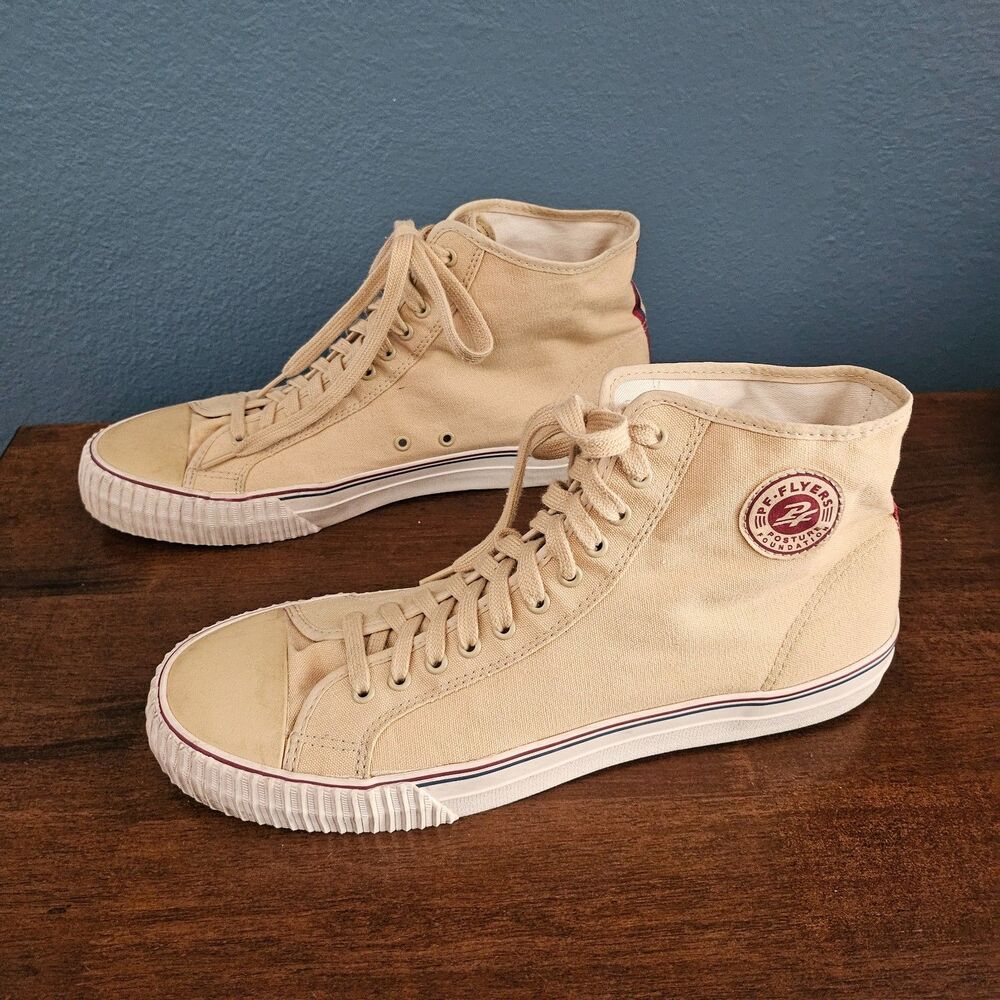 PF Flyers Center Hi Mens Size 16 Beige Canvas High Top Shoes Sneakers